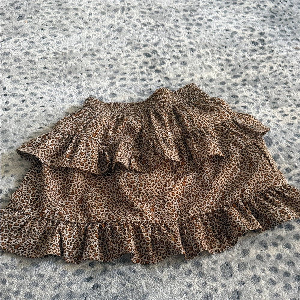 Le Lis Brown Leopard Mini Skirt